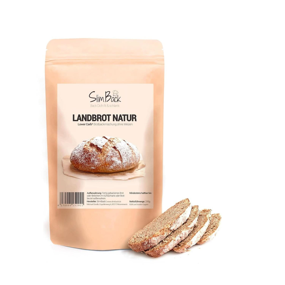 MÉLANGE DE PAIN INFÉRIEUR EN CARB, céto, végétalien et sans gluten, alternative au pain protéiné sans soja ni céréales Naty Shop Kitchen 245 grammes