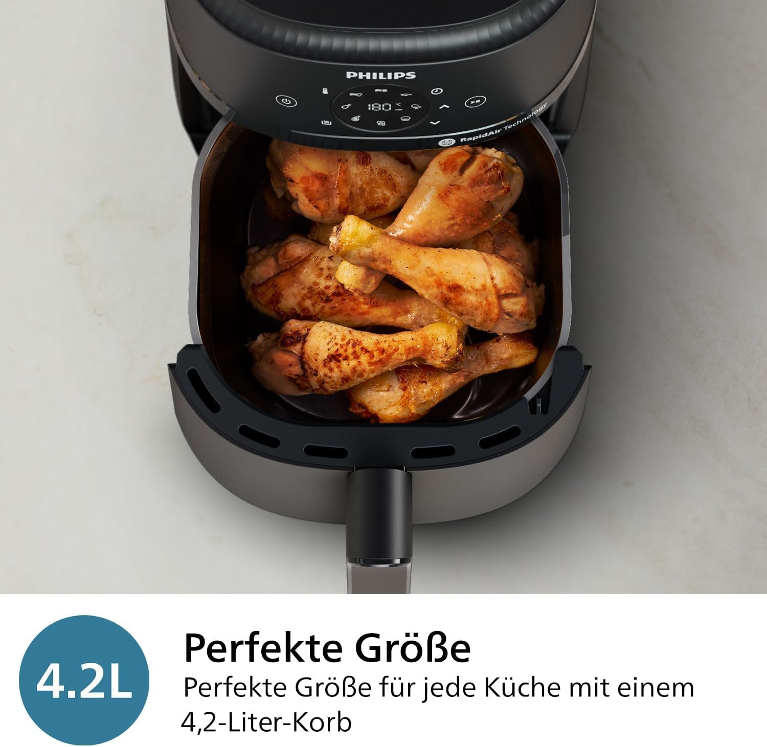 Philips Airfryer 2000 series 4,2L - Écran tactile numérique, 13 options de cuisson, 9 fonctions prédéfinies, Jusqu'à 90% de graisse en moins avec la technologie Rapidair, puissance 1500W Électroménager Naty Shop