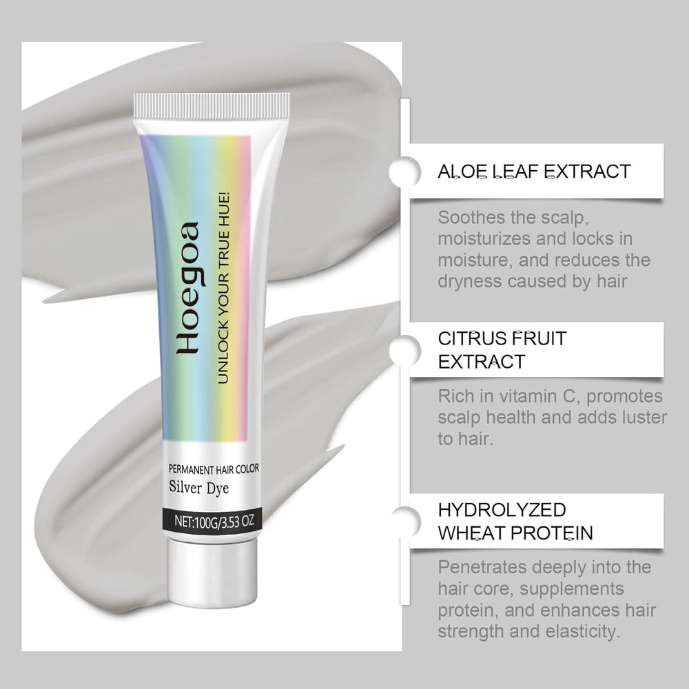 Coloration capillaire argentée à l'extrait d'essence naturelle 2 en 1, teinture capillaire argentée Detroit Rain, teinture capillaire argentée métallique, teinture capillaire argentée pour cheveux foncés, teinture capillaire argentée, teinture capillaire permanente (1 pièce) Naty Shop Hair Dye