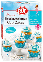 RUF Cupcakes Für Eis-Princessinen Und Prinzen, Mit Torten-Creme in Eisblau, Zucker-Eiskristallen Und Fondant Für Zuckerkronen, Inkl. 12 Backförmchen, 1 X 391G Glaçages et Décor Naty Shop 365 G Eisprinzessin