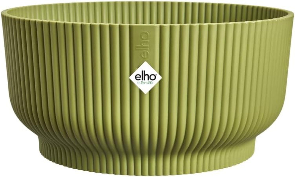 elho Vibes Fold Bowl 25 - Pots de fleurs d'intérieur - 100% plastique recyclé - Ø 24,9 x H 12,1 cm - Vert/Ferngrün