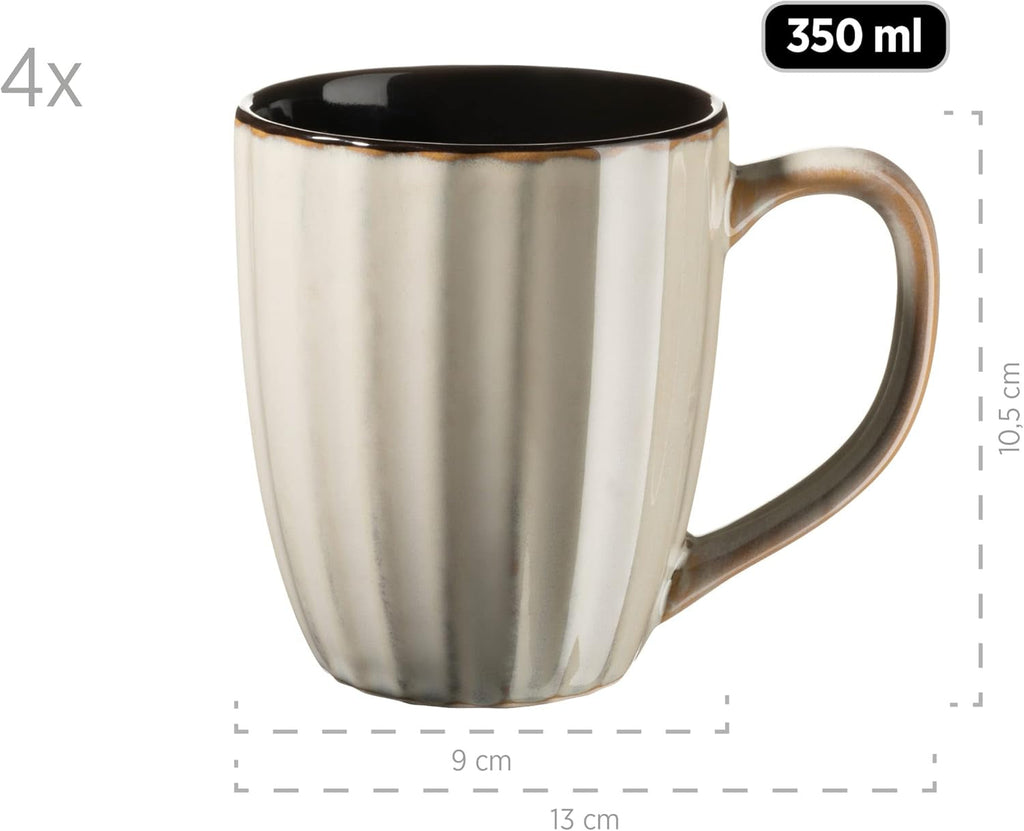 MÄSER 931963 Serie Confino Geschirr Set Für 4 Personen Im Modernen Vintage Look, 20-Teiliges Kombiservice Aus Keramik in Beige Mit Schwarzen Akzenten, Steinzeug Naty Shop