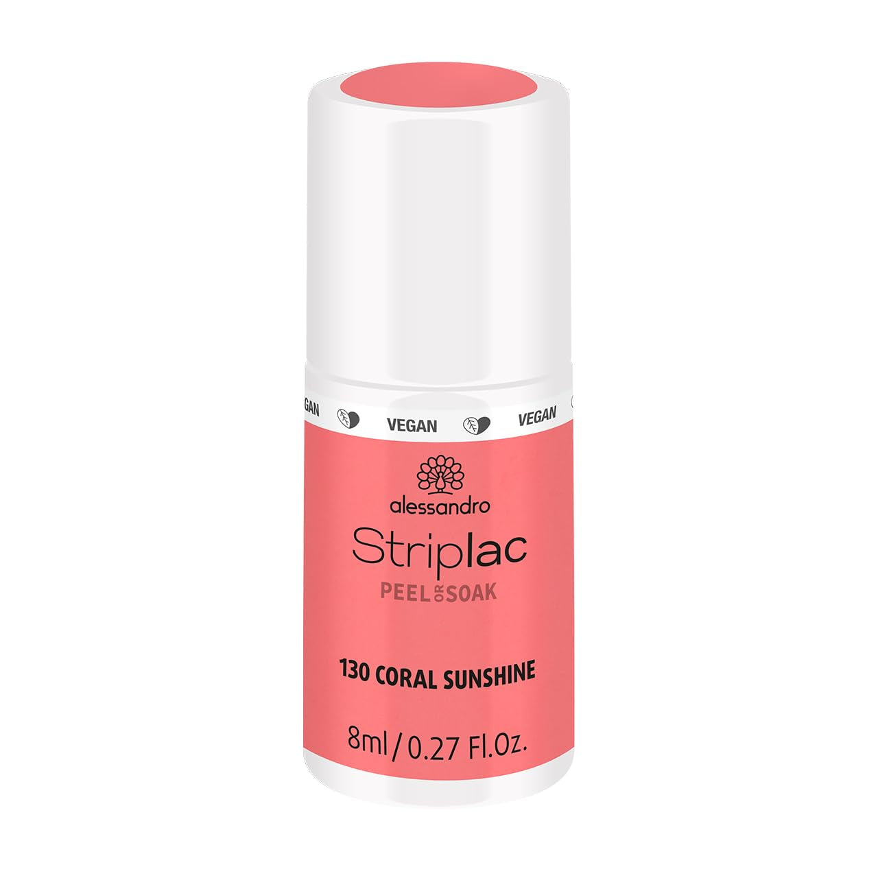 Vernis à ongles UV alessandro Striplac Coral Sunshine – Délicat et longue durée – S'enlève facilement grâce à la technologie de retrait – Vegan et cruelty-free – 8 ml