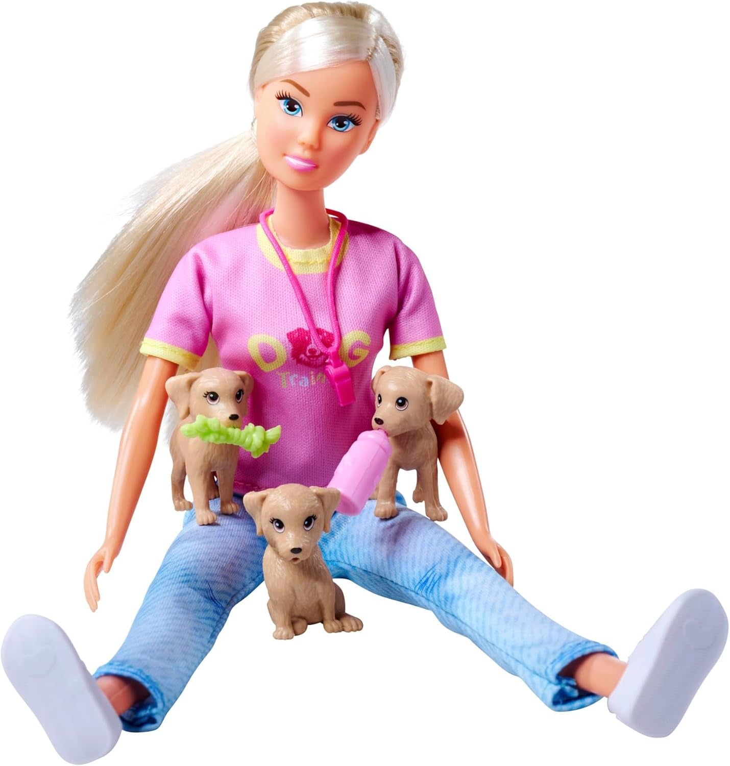 Simba Steffi Love Dog Trainer, poupée jouet comme dresseur de chiens avec cours de dressage, 3 chiens et accessoires, 29 cm, à partir de 3 ans