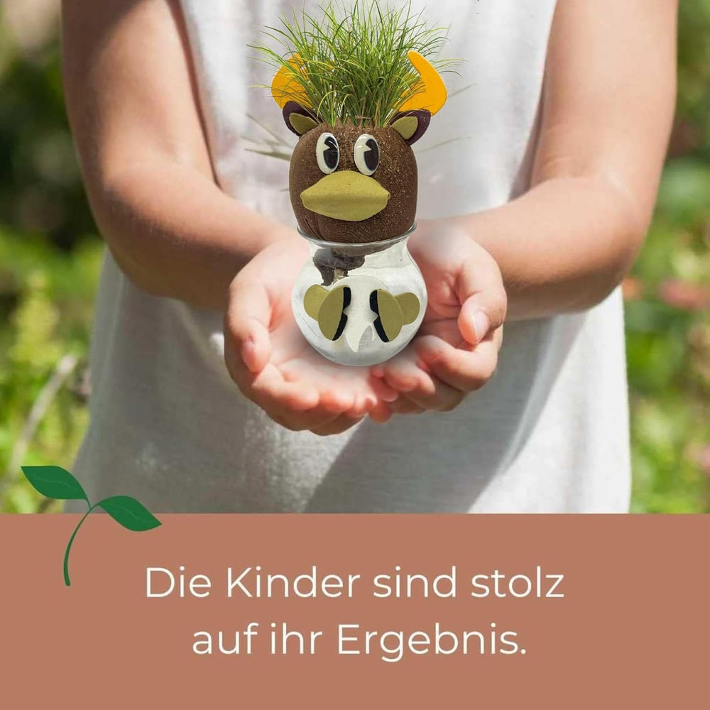 Bada Bing Graskopf 4er Set incl. Wasserbehälter Waldtiere DIY Tiere – Rasenkopf Tierkopf mit Rasensamen – Experiment für Kinder – Spaß mit Lerneffekt – Geschenk Mitbringsel Kindergeburtstag Mitgebsel