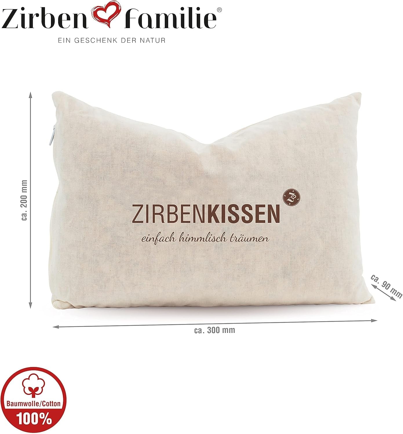 Famille de pins suisses Coussin en pin suisse Simply Heavenly Dreaming 30X20 cm, bois, naturel, 1 pièce (1 paquet) Oreillers standard Naty Shop