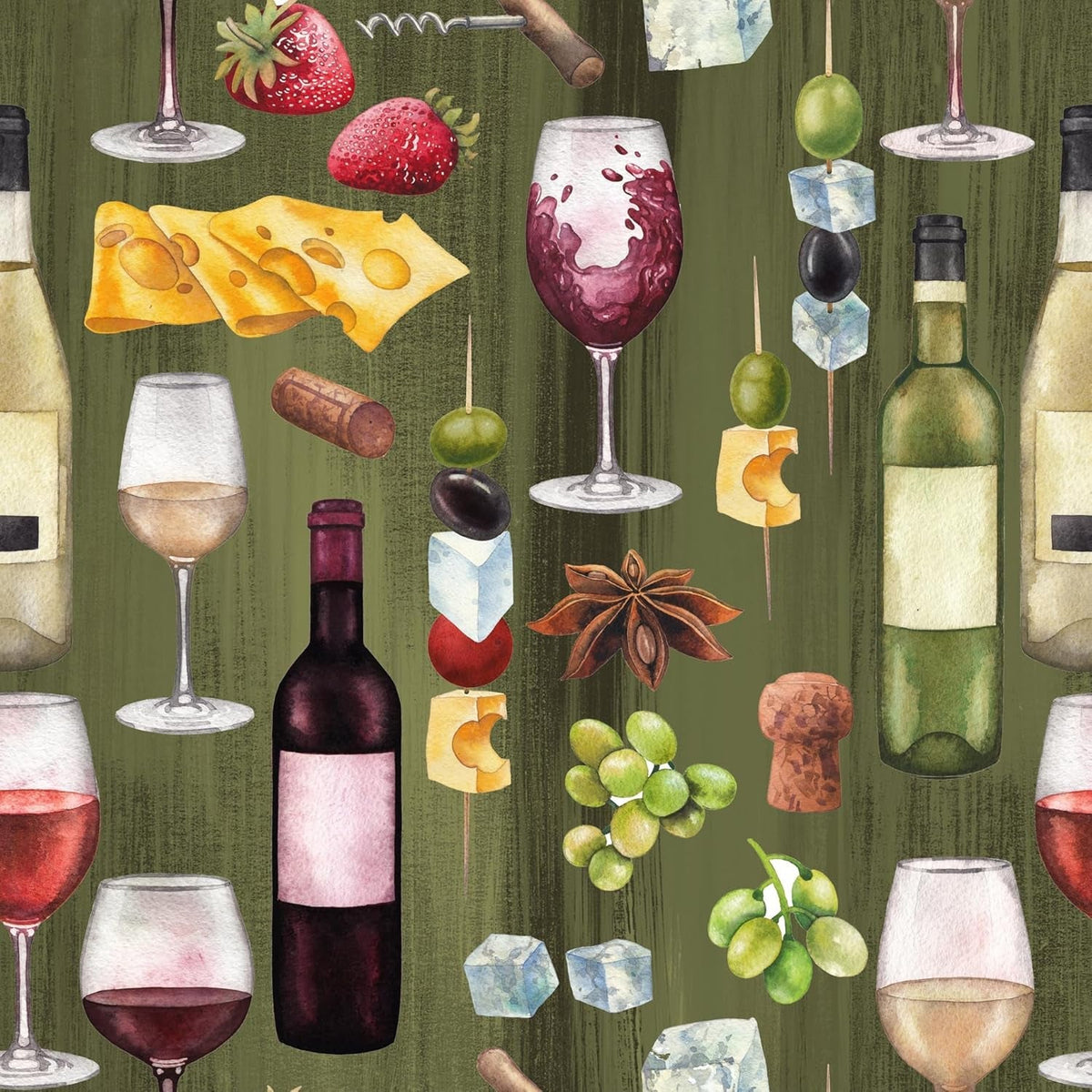 Serviettes de table Tiflair Cheese & Wine, 3 couches, 20 pièces, Fromage, Vino, Wine Night, Pour découpage, 33 X 33 Cm