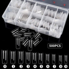 Faux ongles artificiels en acrylique français naturel, 500 pièces, pointes d'art avec boîte pour femmes et filles