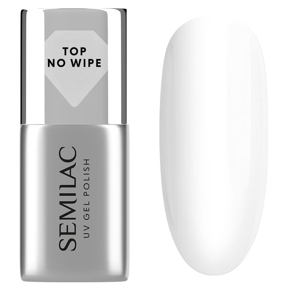 Semilac Top Coat Vernis à Ongles 7 ml, Innovant, UV/LED, Vernis à Ongles Hybride, Finition Brillante, Protège, Transparent