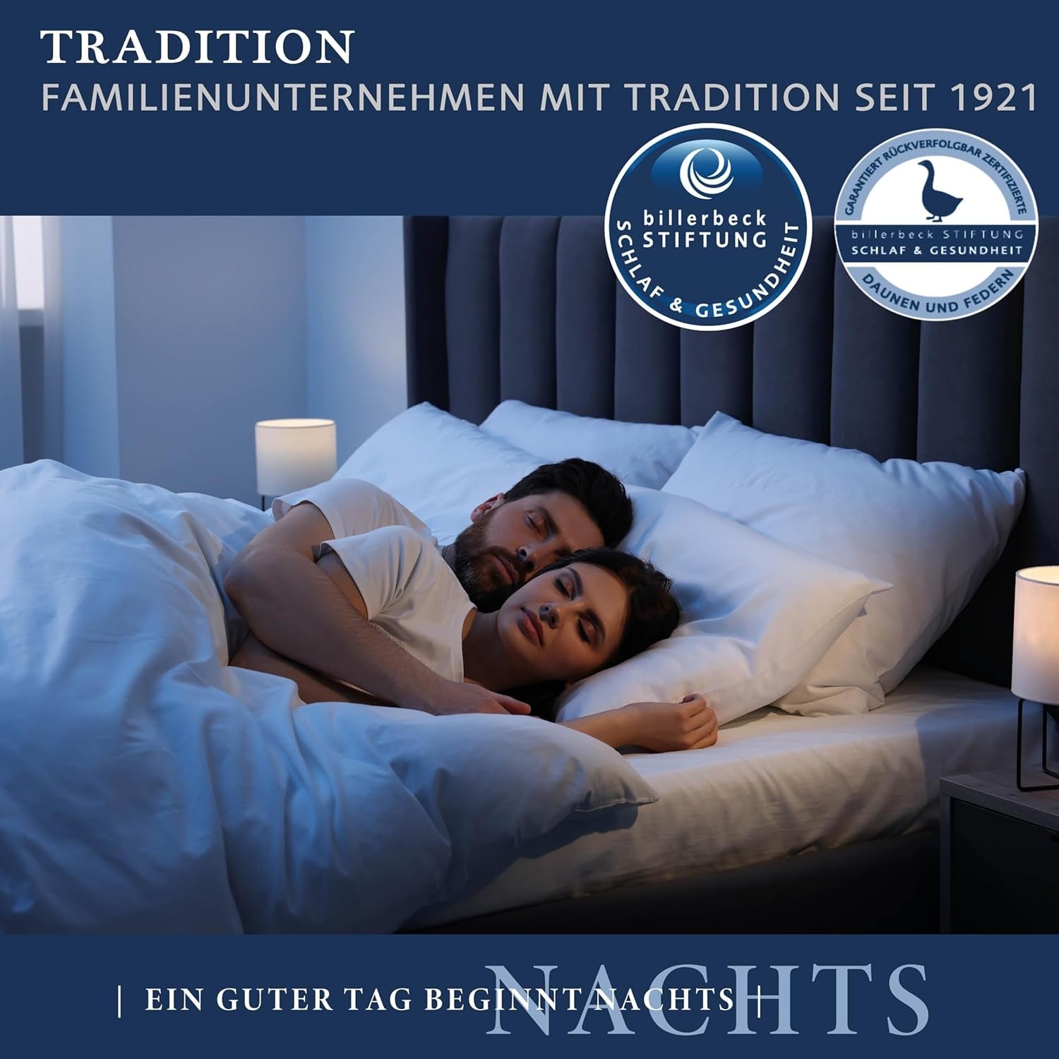 Couette duvet Billerbeck Martina® - Couette 135 X 200 Cm - Couette toutes saisons - Convient aux personnes allergiques - 90% duvet d'oie, 10% plumes d'oie - Couettes et couettes blanches Naty Shop