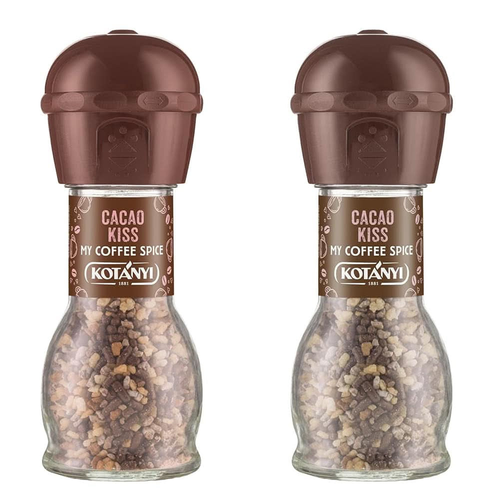 Garniture pour café Kotanyi Cacao Kiss | Merveilleux chocolat avec de fins morceaux de chocolat, paquet de 4 (4 x 63 grammes) Naty Shop Cacao Kiss 2 moulins à cacao manuels