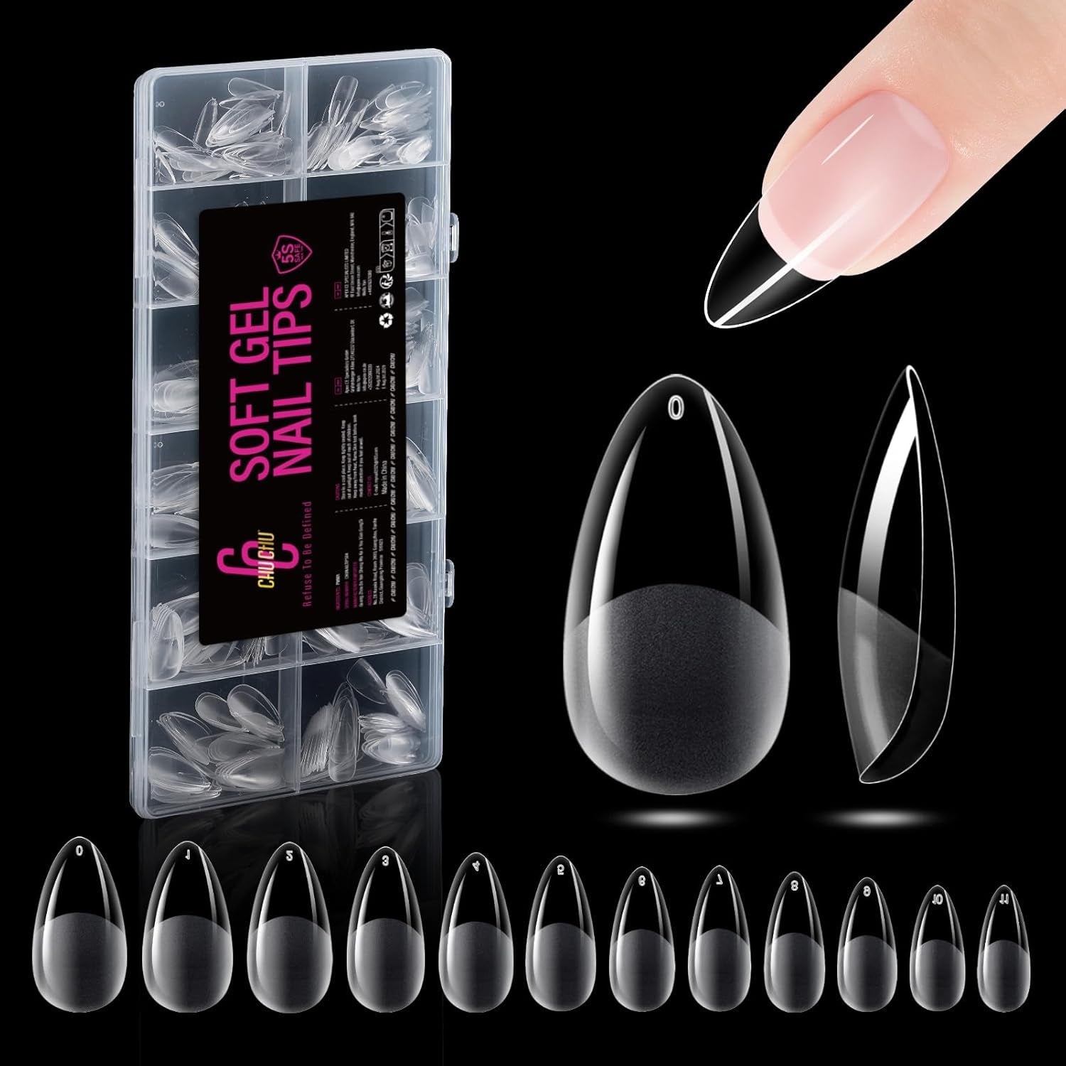 Types d'ongles en Gel moyen Ballerine, 504 pièces: pointes d'ongles en Gel PMMA, Extensions d'ongles, ongles artificiels, 12 tailles