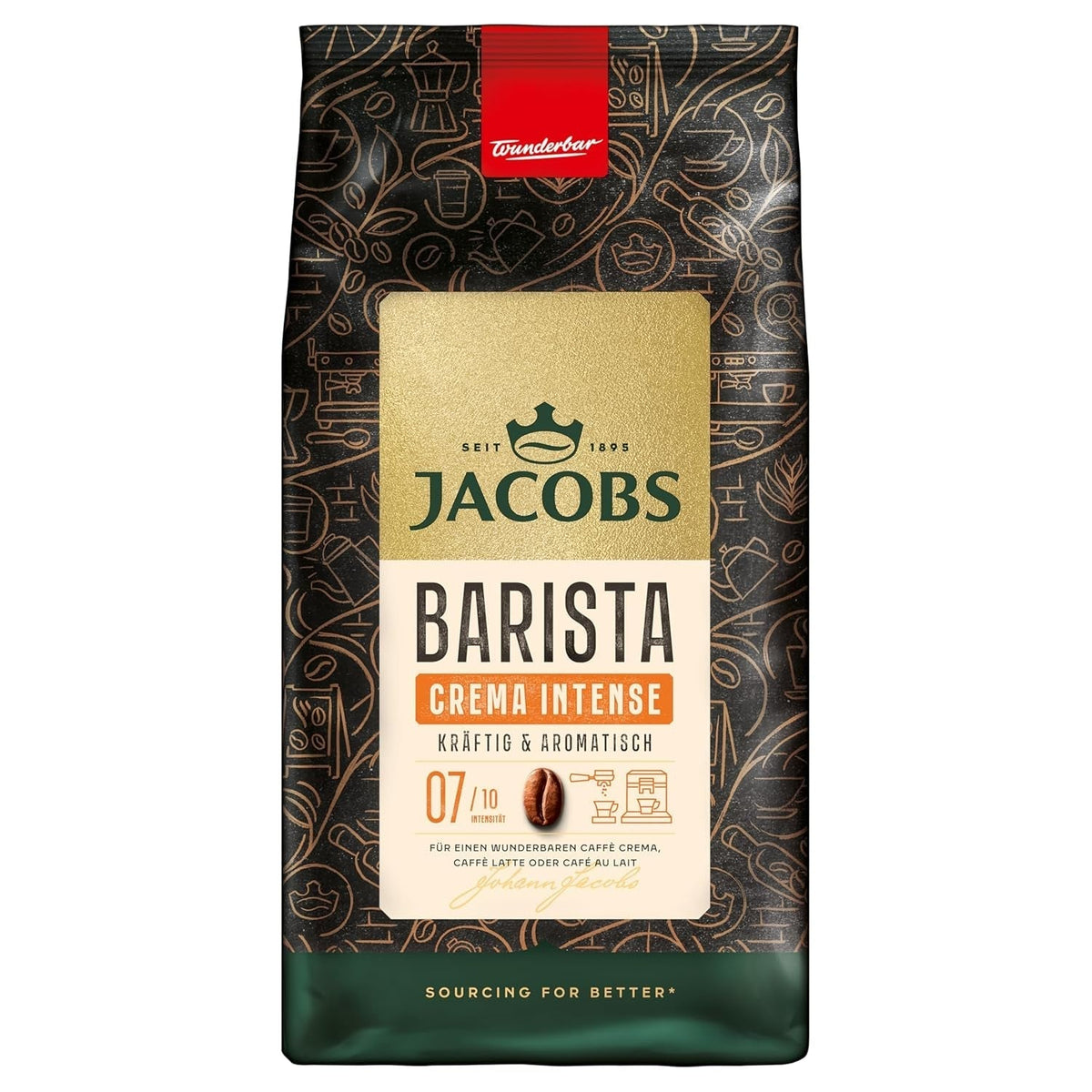 Jacobs Barista Cream Intense Coffee Beans 1kg - Intense, chocolat noir et noix de pécan, grains de café Arabica et Robusta Naty Shop 1 Kg Cream Intense