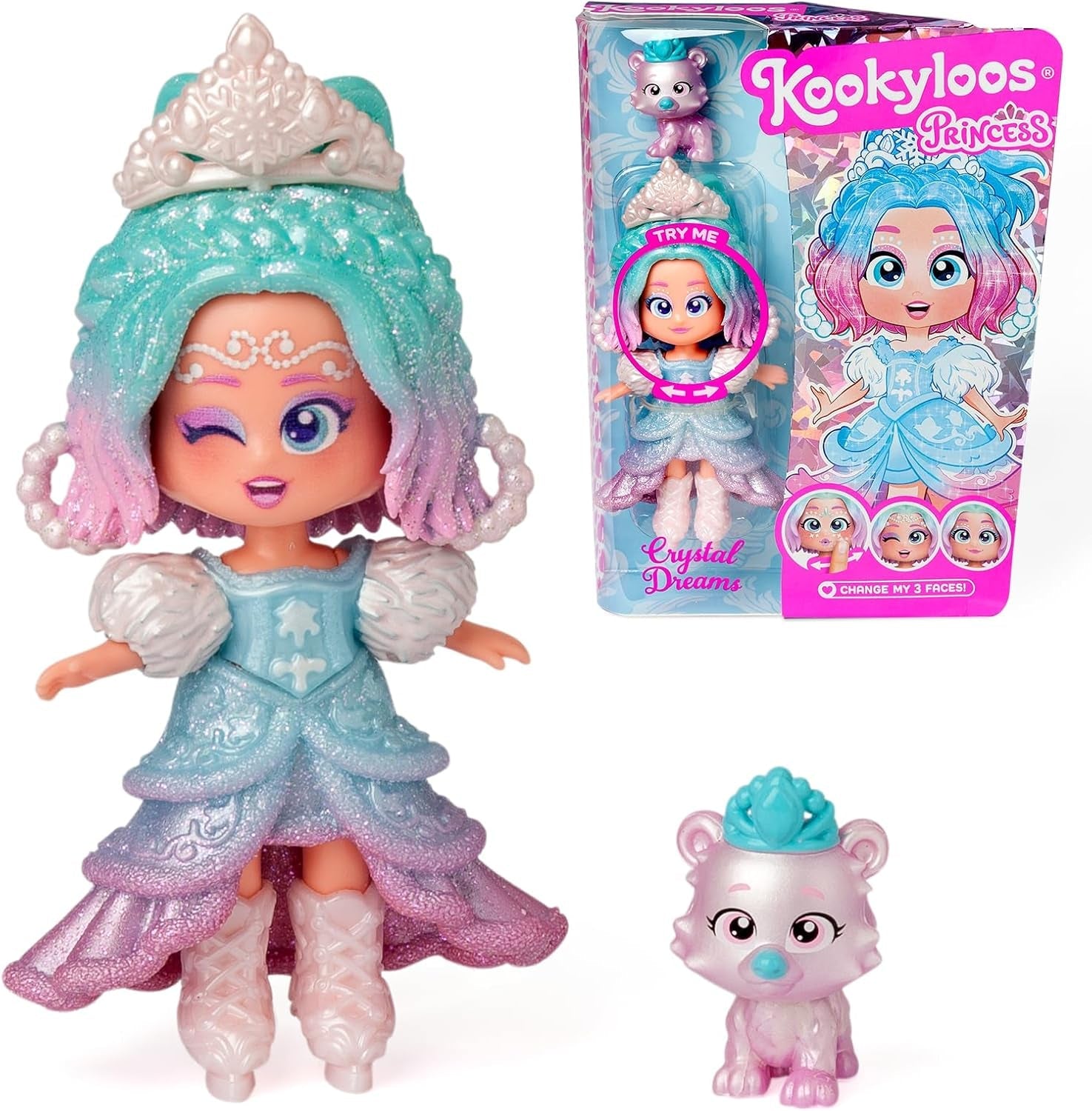 Serie Princess, Crystal Dream – Sammelpuppe aus der Princess-Serie. Enthält Puppe, Set aus Kleidung und Schuhen mit Prinzessinnen-Thema, Zubehör und Haustier. 1 Puppe, 3 Verschiedene