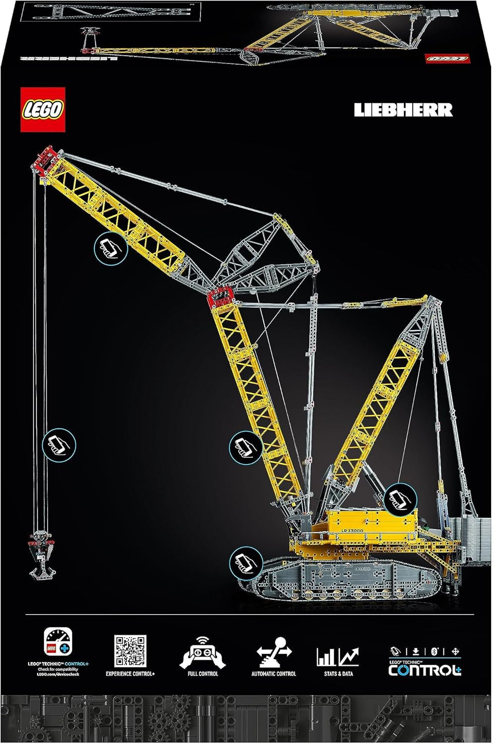 LEGO Technic Liebherr LR 13000 Ensemble de grue sur chenilles, construisez le meilleur modèle de véhicule de construction télécommandé avec application Control+, grue avec système de treuil et bras de levage, grand modèle pour adultes 42146 Besuche Den LEGO-Store Ensembles de construction