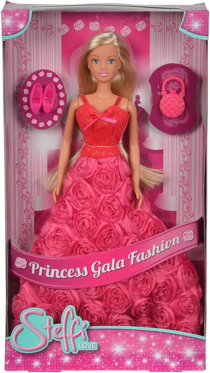 Simba 105739003 - Steffi Love Princess Gala Fashion, 2-Fach Sortiert, es Wird nur EIN Artikel geliefert, Spielpuppe as Prinzessin im traumhaften Rosenkleid mit Handtasche, 29cm, ab 3 Jahre