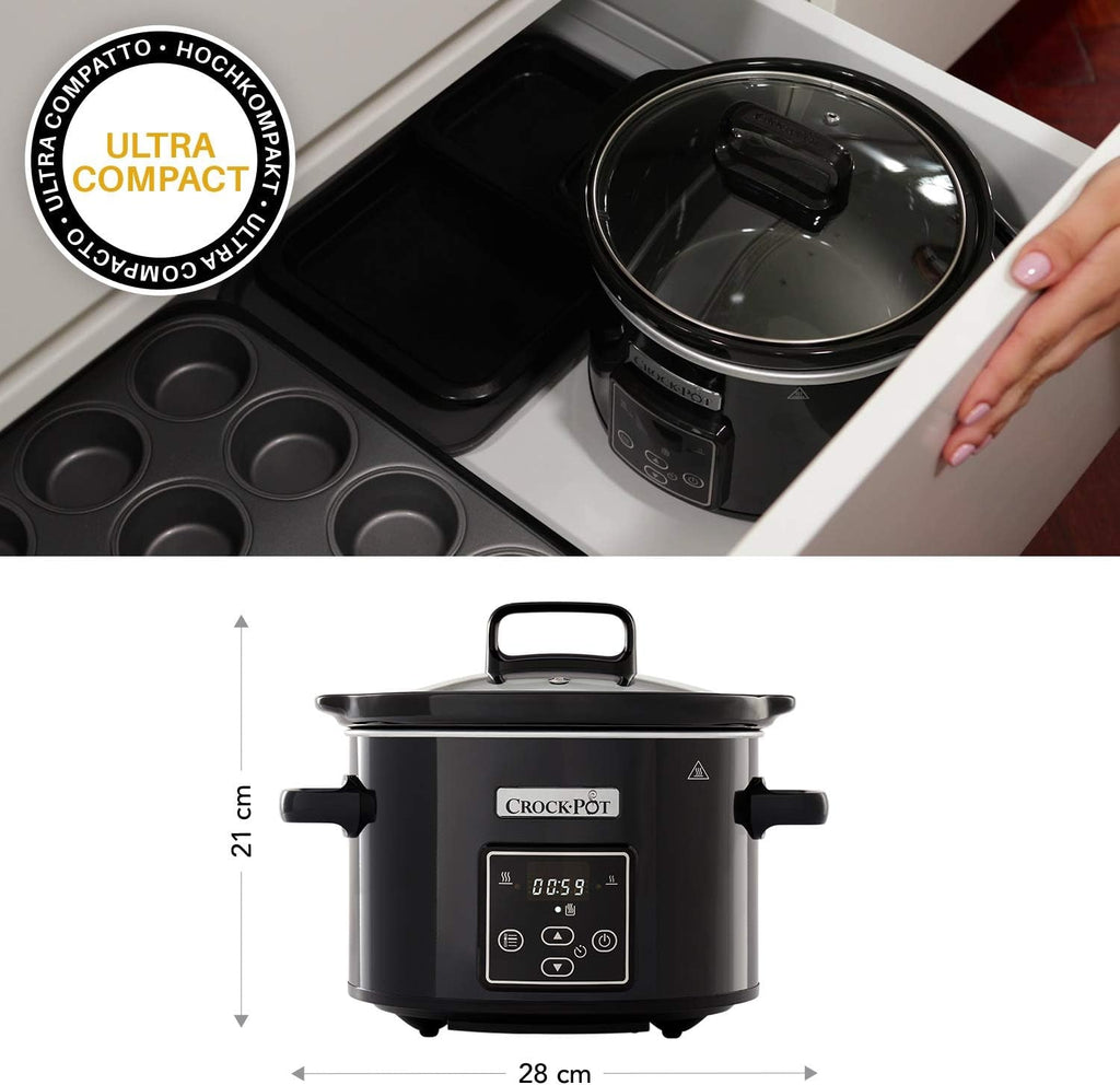 Slow cooker digital Crockpot, funcție de menținere la cald, 2,4 litri (1-2 persoane) Slow Cooker Naty Shop