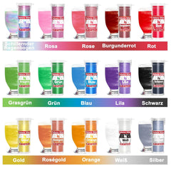 Paillettes comestibles pour boissons et gâteaux – 15 couleurs en poudre colorante alimentaire (3 g/couleur) | Paillettes comestibles sans changement de saveur | Idéal pour les cocktails, les gâteaux, les desserts et les décorations de pâtisserie