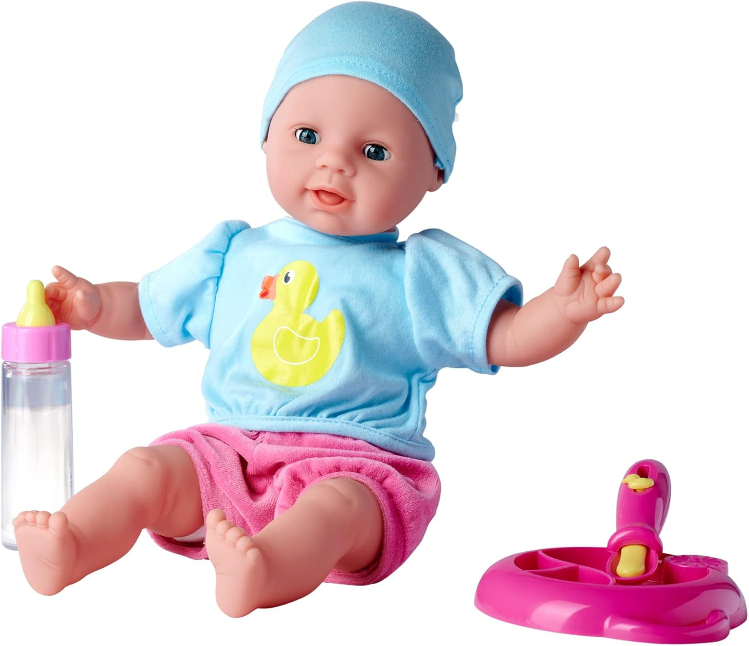 Simba 105010964 - Poupée corps souple Laura Hungry avec mannequin, cuillère magique, bouteille avec contenu qui disparaît et petite assiette, 38cm, poupée à partir de 2 ans Naty Shop Dolls