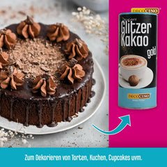 DECOCINO Glitter Cocoa Gold, Poudre de cacao de haute qualité avec paillettes, 100 grammes Naty Shop