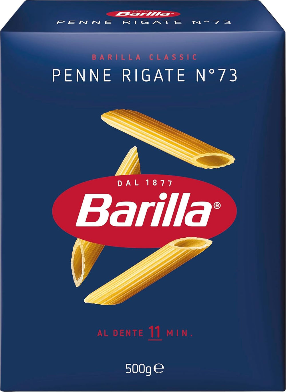 Pâtes Barilla Classic Penne Rigate Nr. 73 de blé dur de haute qualité, toujours al dente (1 x 500 g)