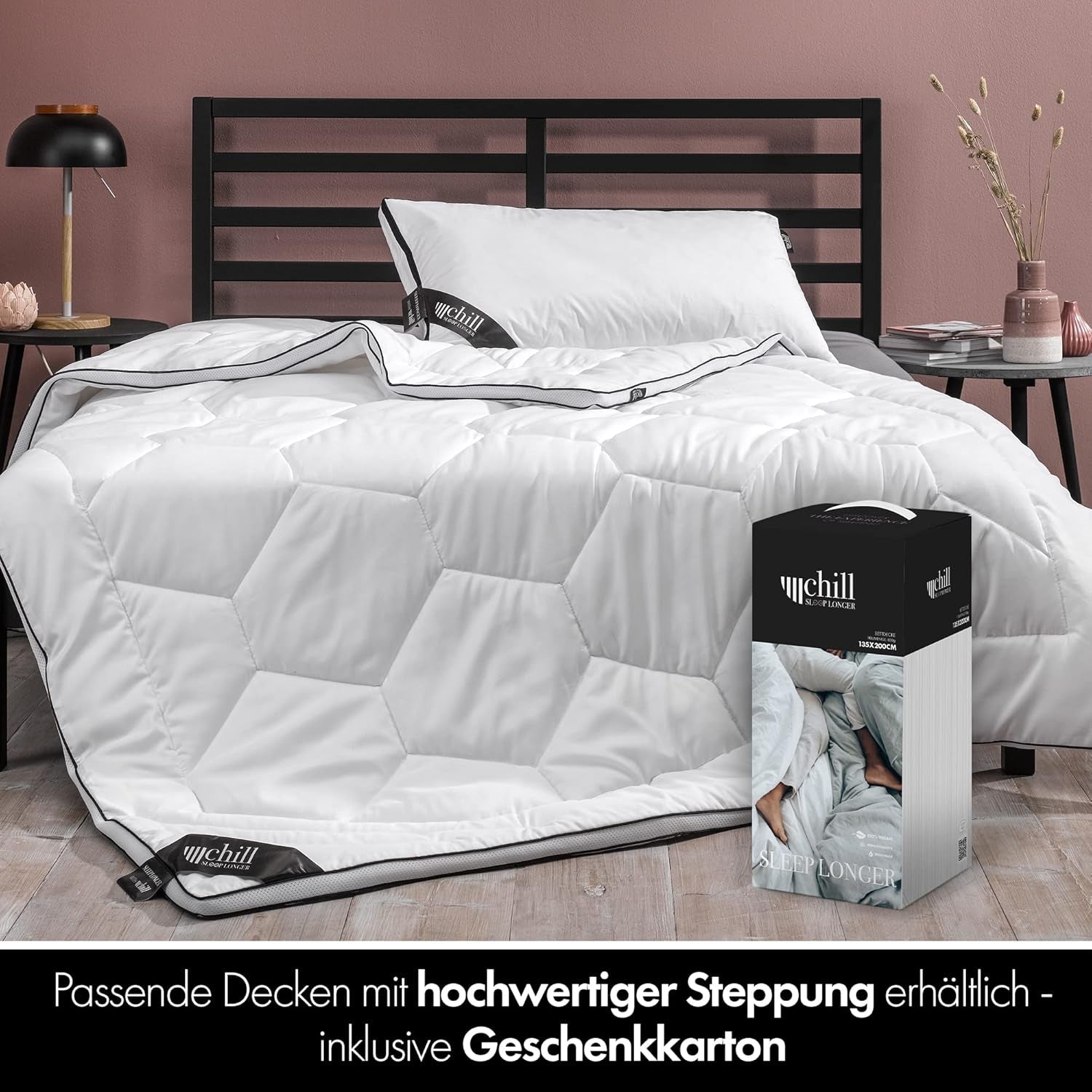 Oreiller 80X80 Cm - Design 2 en 1 - oreiller dans oreiller - grand oreiller de couchage respirant et lavable et 100% vegan - 2 oreillers 3 options - oreiller avec garnissage 600G & 1200G Oreillers standards Naty Shop