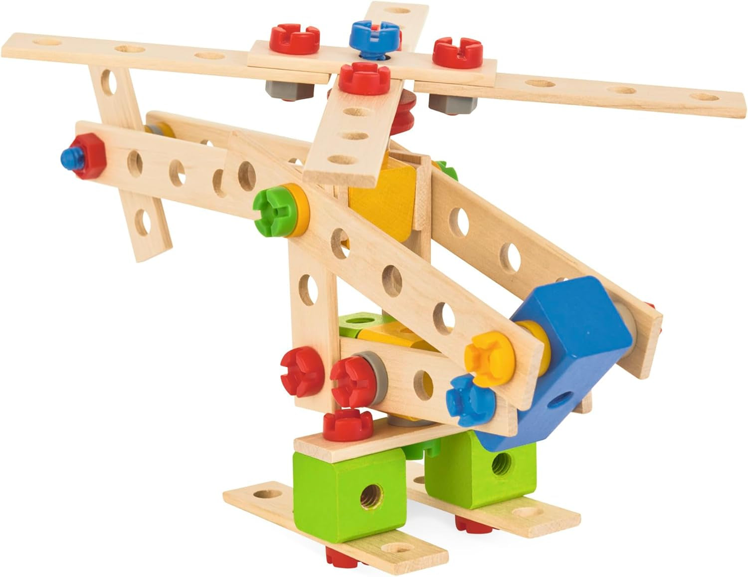 Eichhorn - Constructor Lokomotive, 8 Verschiedene Modelvarianten baubar, Konstruktionsspielzeug mit 90 Teilen, vielseitiges Holzspielzeug, 100% FSC zertifiziertes Buchenholz, ab 3 Jahren