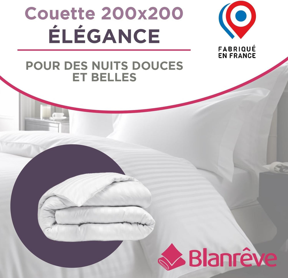 Couette, satin, rayé, 400 G/M², 200 X 200 Cm, microfibre, blanc, 200 X 200 Cm Couettes et couettes Naty Shop