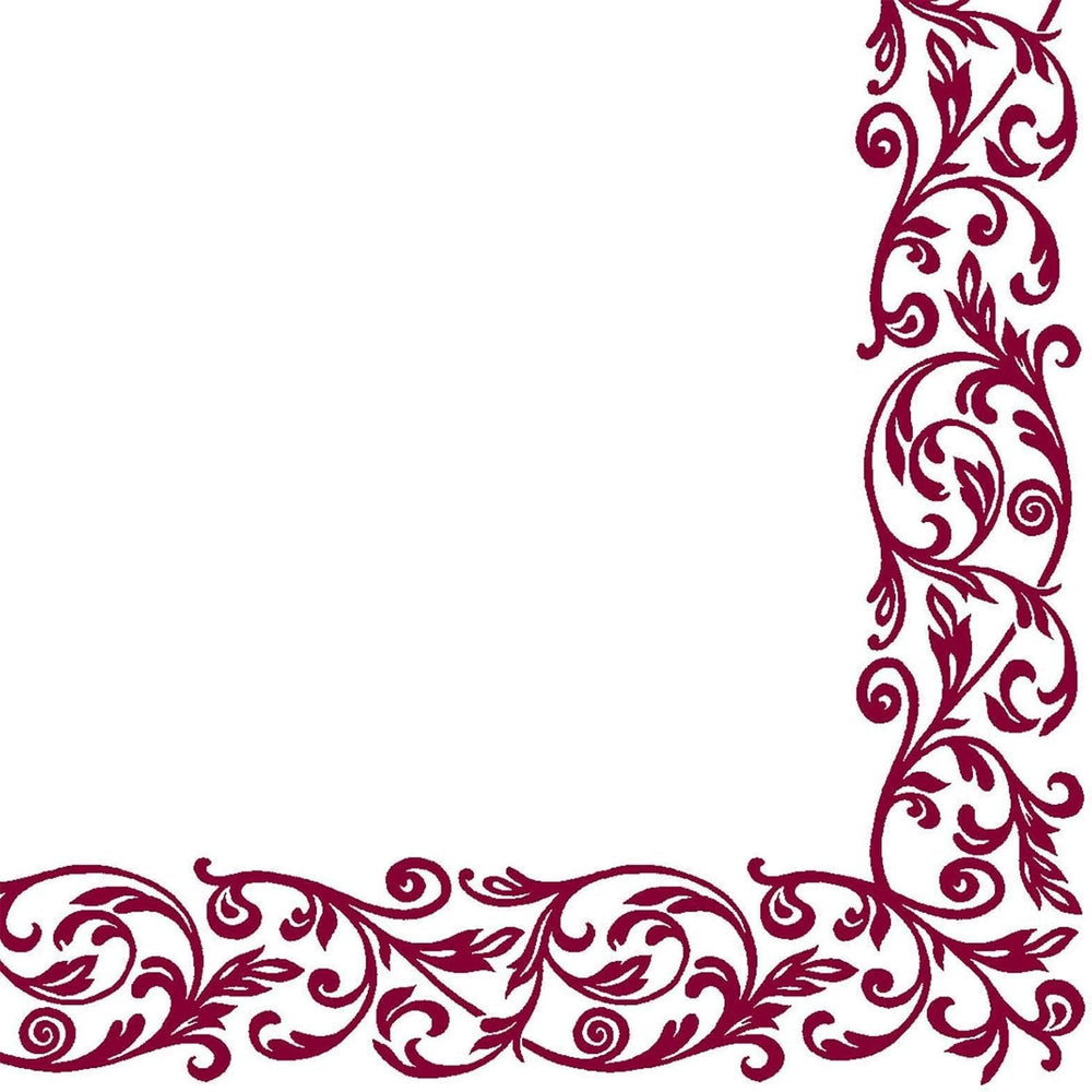 Shoptoria Rob Bordo serviettes rouge foncé avec motif ornemental - décorations de table / mariage - 50 X serviettes pliantes, 40 X 40 cm