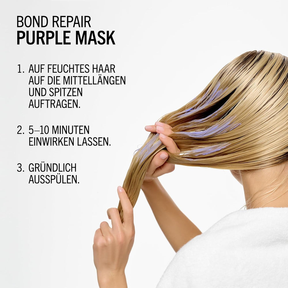 Schwarzkopf Professional BLONDME Bond Repair Purple Mask Masque pour cheveux frais Neutralise les tons jaunes pour cheveux teints, décolorés et clairs Revitalisant et fortifiant en profondeur 200 ml Masque capillaire Naty Shop
