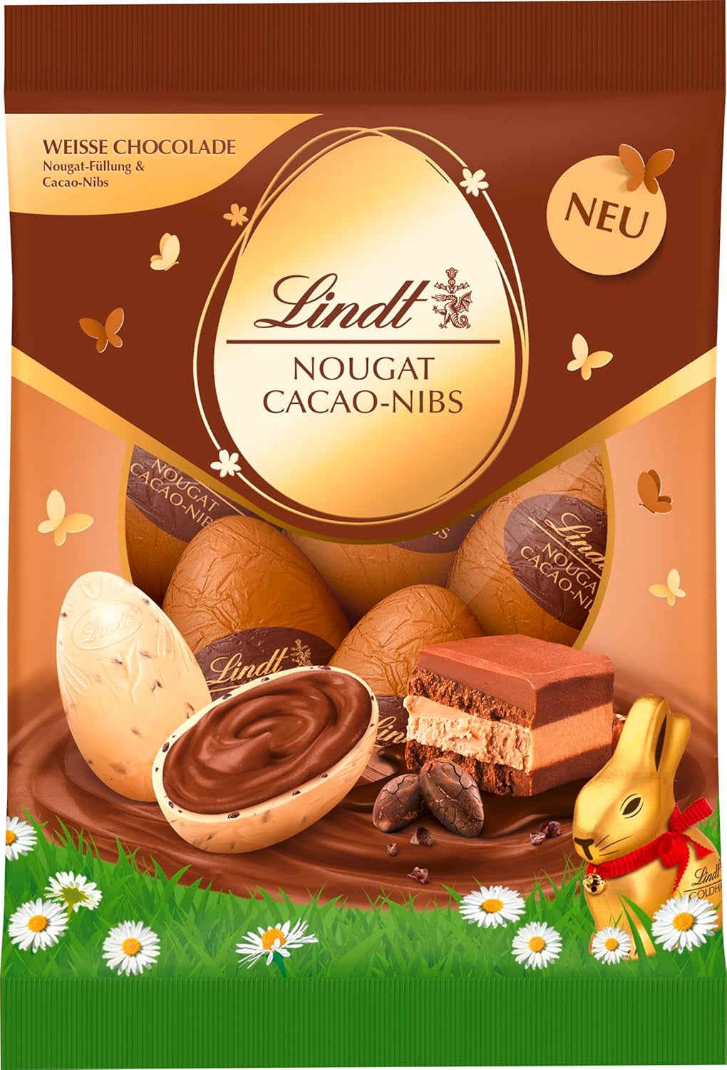 Lindt Schokolade Nougat Cacao-Nibs Eier | 90 G Beutel | Weiße Schokoladen Eier Gefüllt Mit Haselnusscrème | Oster Schokolade | Schokoladengeschenk | Ostereier | Schokoeier Naty Shop Default Title
