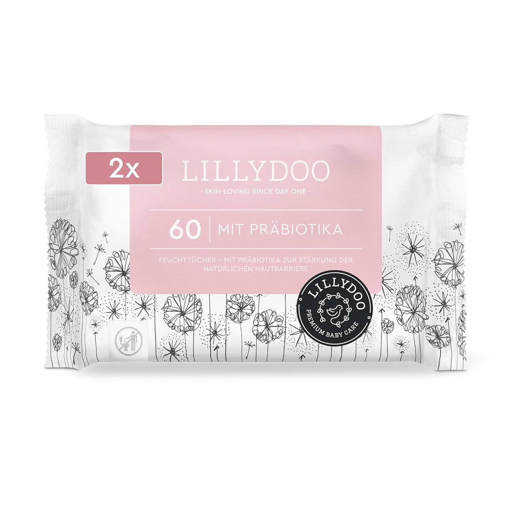 LILLYDOO Lingettes humides vertes, 600 unités (10 x 60), 100 % sans plastique, résistantes aux déchirures – Sans parfum, douces et naturelles, nettoyage doux pour les peaux sensibles, testées dermatologiquement