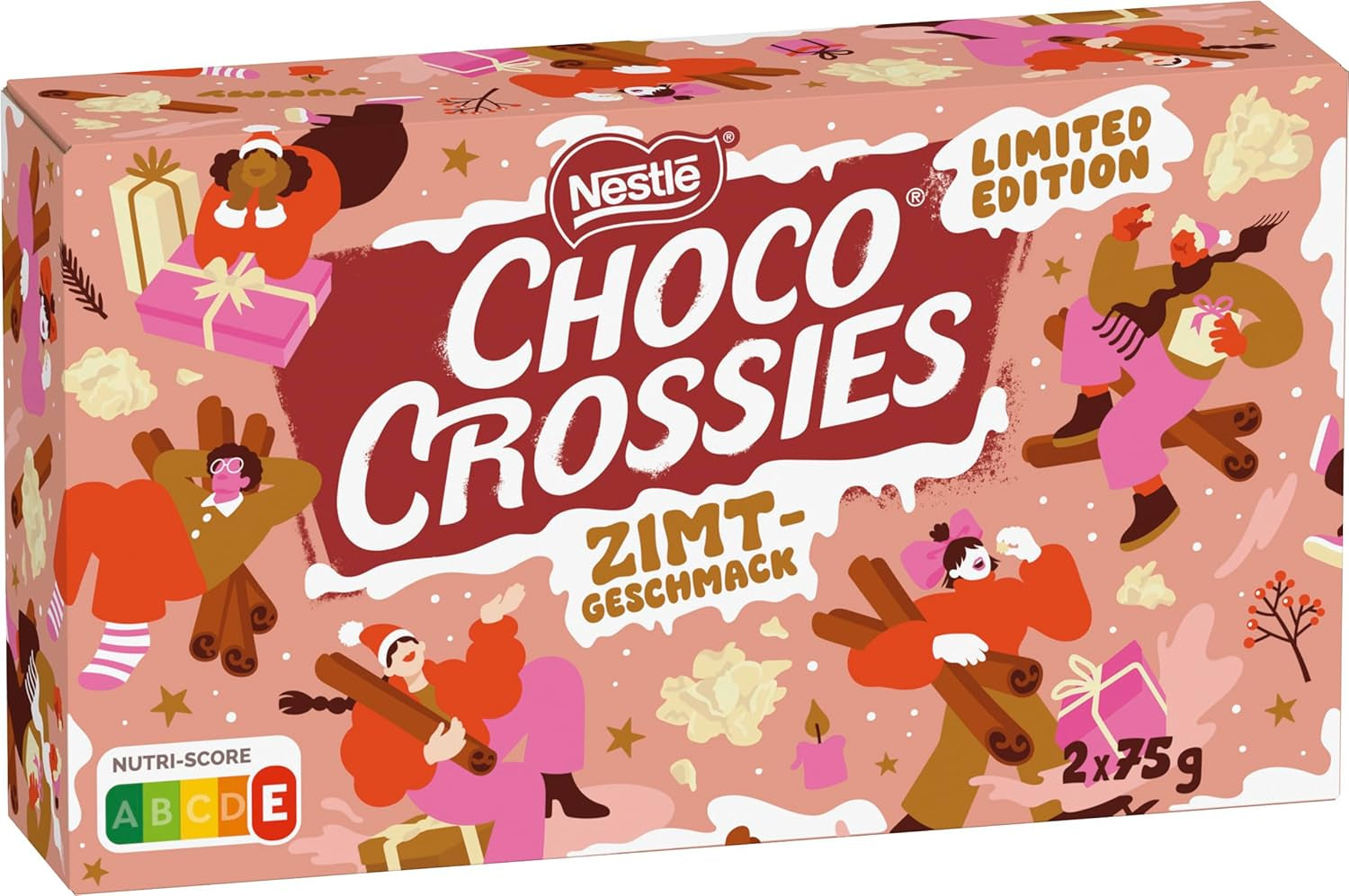 Nestlé Flocons croustillants légers à la cannelle et amandes croquantes recouvertes d'un glaçage blanc fondant en bouche Saveur de cannelle 1 paquet (2 x 75 g)