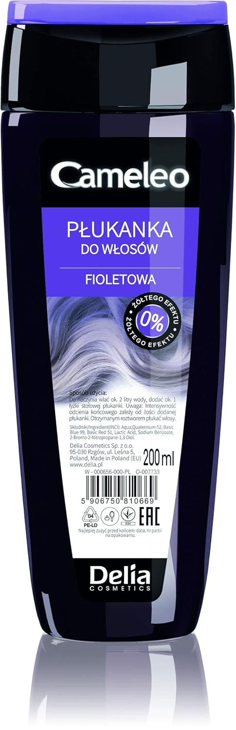 Cameleo - Tonique capillaire rose à l'eau de rose sans teinte jaune - Coloration semi-permanente - Pour cheveux blonds et gris - Couleur et soins - Sans parabène | 200 ml Teinture capillaire Naty Shop Ancienne version - Violet 200 Ml (1 paquet)