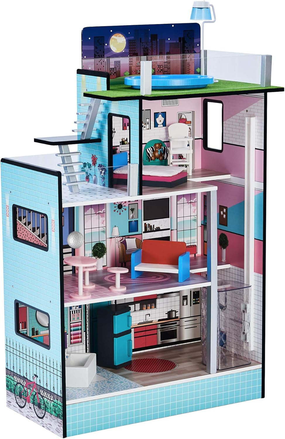 Olivia'S Little World Style Barcelona Casa de păpuși Casa de păpuși, albastru TD-13111D Casute de papusi Naty Shop Titlu implicit