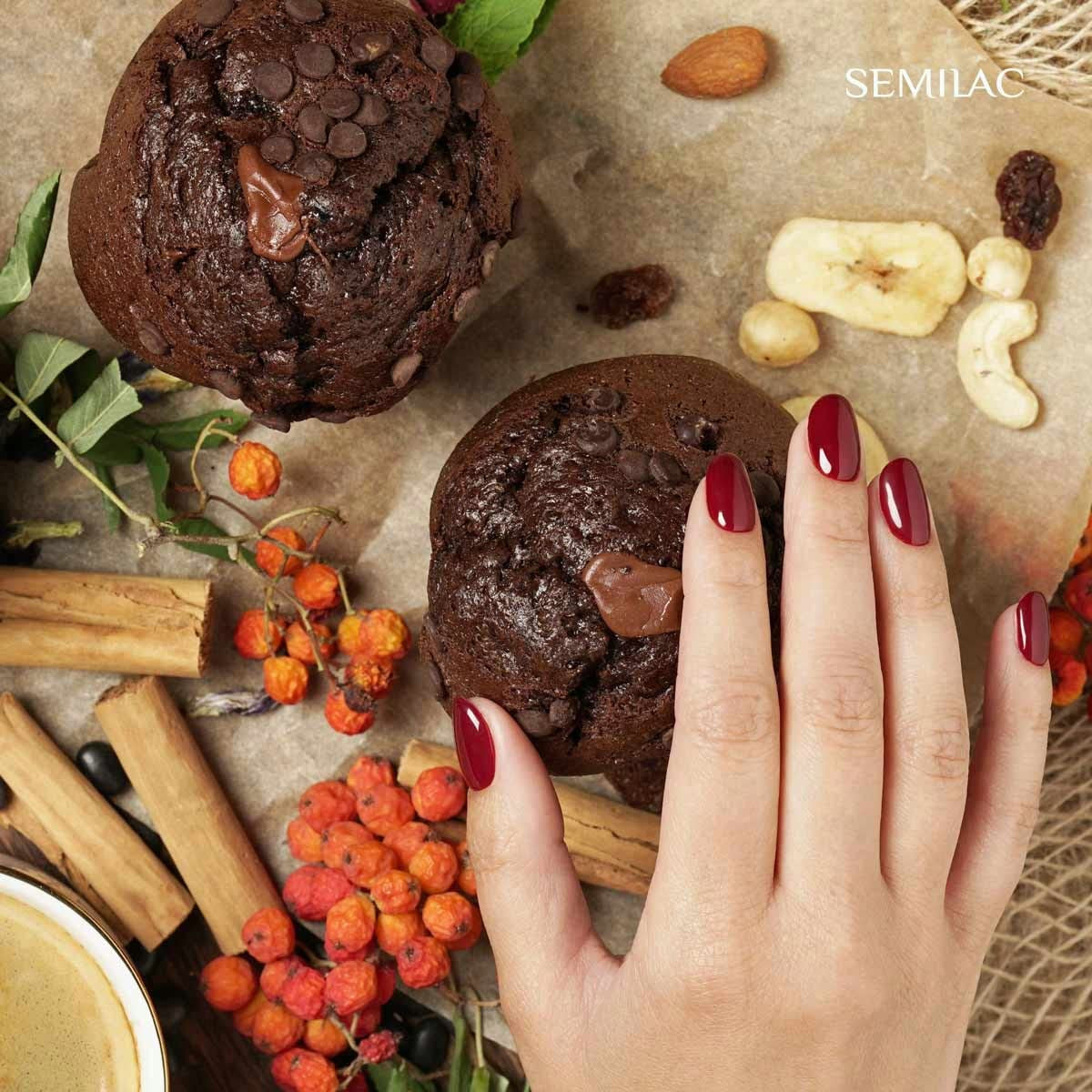 Semilac UV Nagellack Hybrid 404 Muffin aux haricots noirs 7 ml Kollektion Tastes of Fall