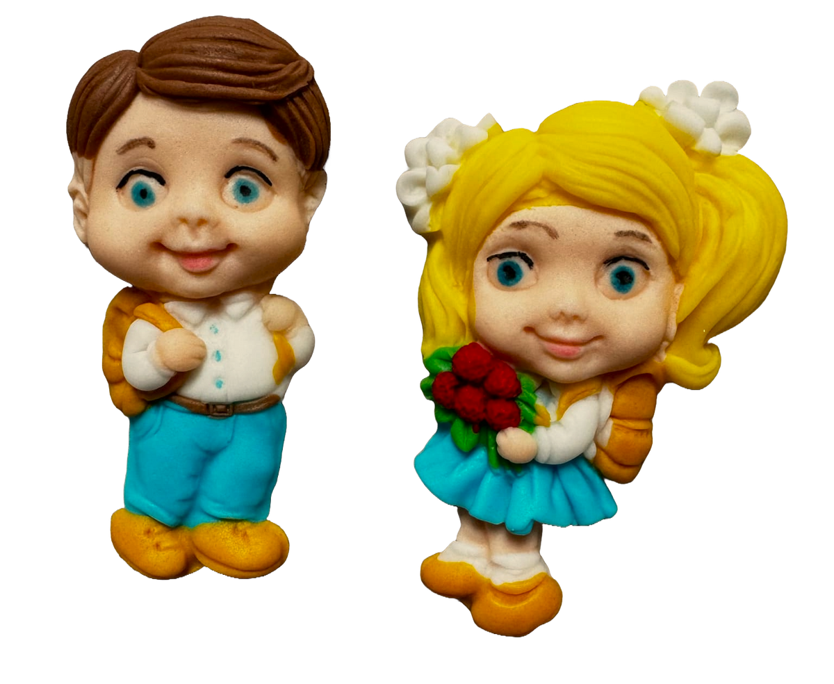 Set 2 decoratiuni comestibile din zahar, "La scoala" Decoratiuni din Pasta de Zahar Naty Shop