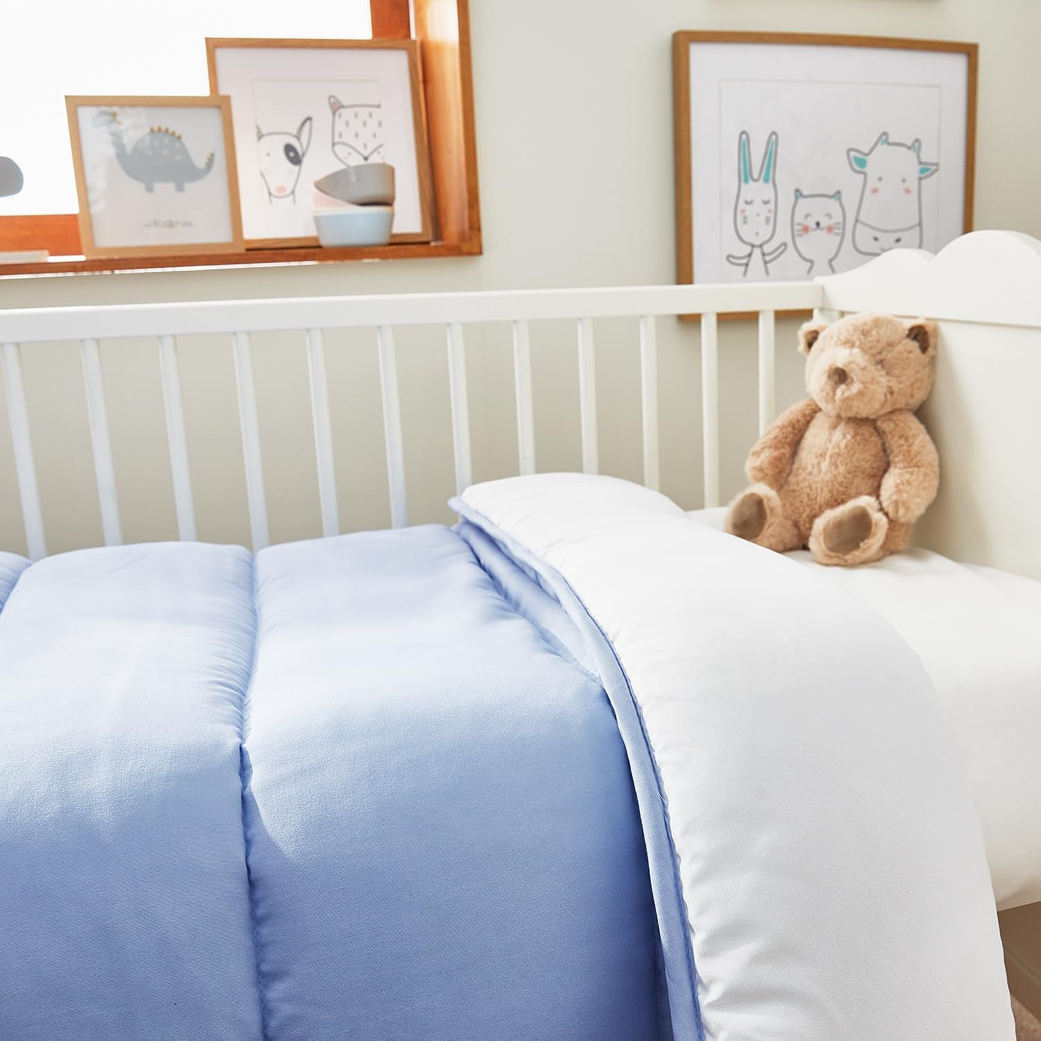 Pikolin Home - Couette réversible 300 G - Garnissage Nordique bicolore - Pour lit 60 - Garnissage en plumes, chaud, respirant, bleu/blanc, 100 X 120 cm Couettes et couettes Naty Shop