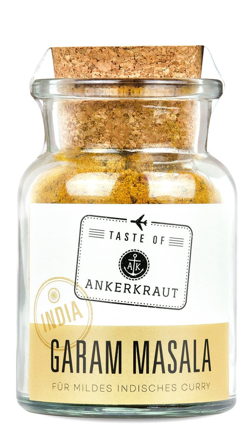 Ankerkraut Garam Masala, Gewürz für indisches Gericht, Leckeres Curry mit Fleisch würzen, Taste of India, 65 g dans un verre en liège