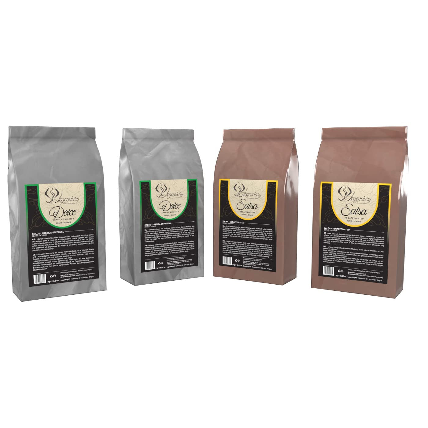 Legendary Und Carracci einste Komposition der besten Arabica 100% Kaffee-Bohnen gemahlen 1kg (SALSA DECA)