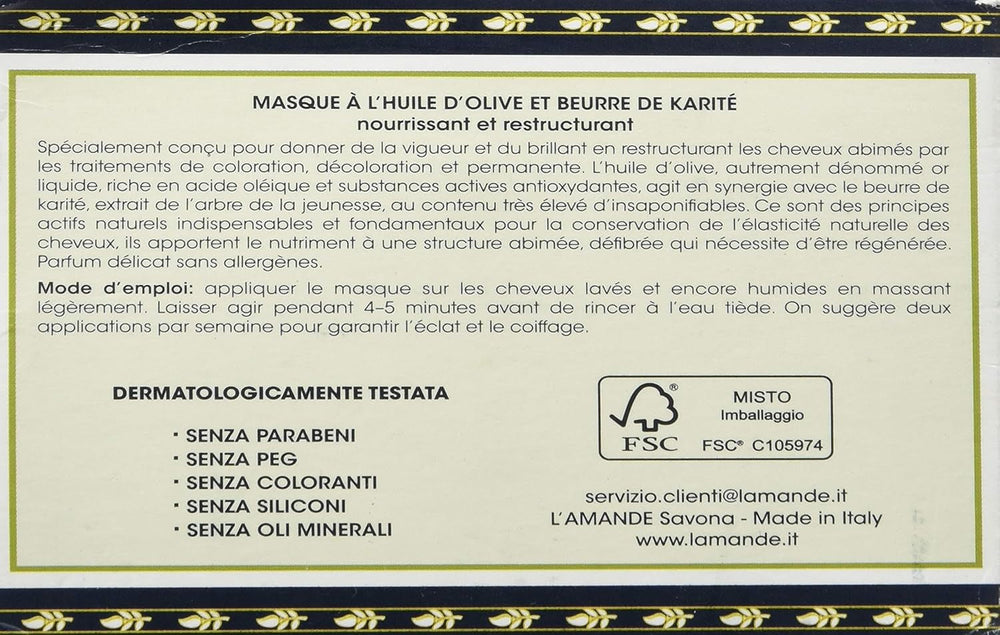 Masque visage à l'huile d'Oliva - Masque capillaire 300 ml Naty Shop