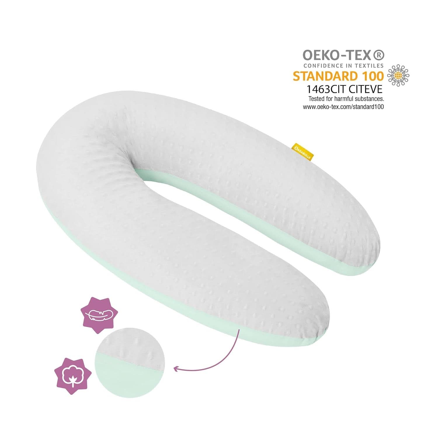 Badabulle Coussin d'allaitement et coussin de grossesse moelleux, 150 cm, avec housse, forme ergonomique Accessoires Alimentation et Allaitement Bebe Naty Shop