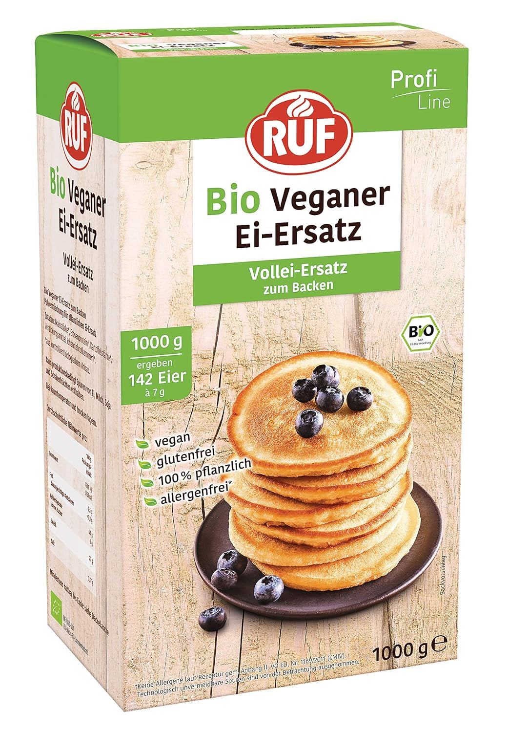RUF Bio Vegan Egg Remplacement, Vollei-Ersatz 100% à base de plantes, Pulver de remplacement d'œufs pour la pâtisserie, la cuisine, les paniers et les desserts, équivalent à 4 œufs