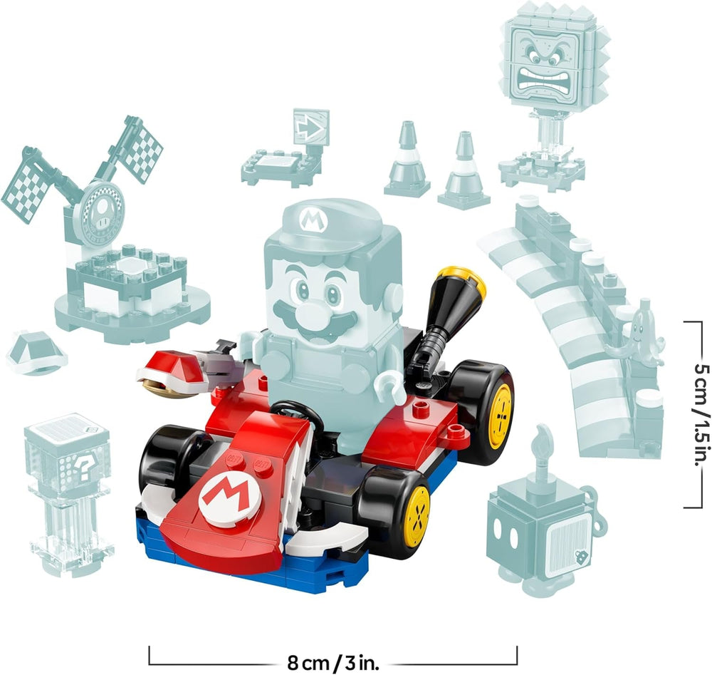 LEGO Mario Kart - Interaktiver Mario & Standard-Kart - Nintendo Spielzeug - Spiel Rennstrecke mit Auto, 3 Figuren, Podium & Barrieren - Gamer Geschenk für Jungen & Mädchen ab 7 Jahren - 72043
