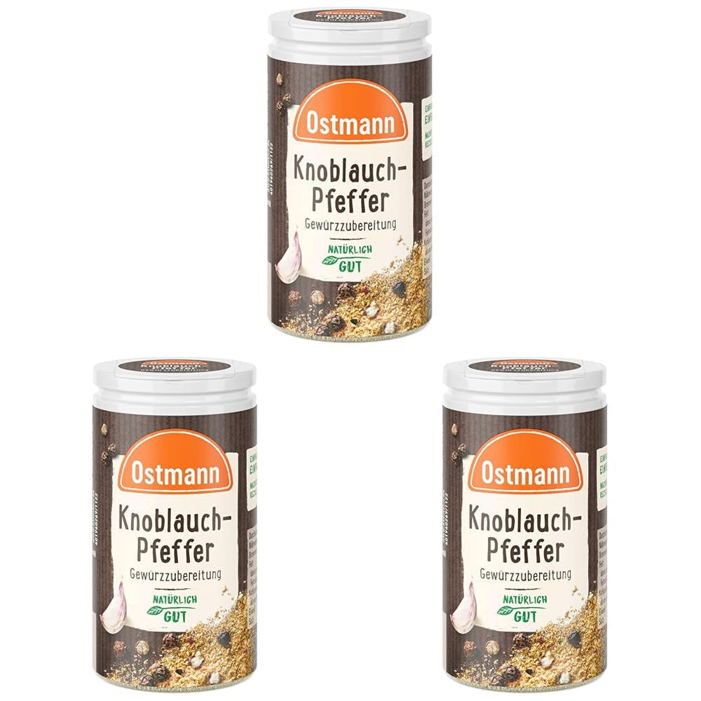 Ostmann Gewürze - Knoblauch & Pfeffer Gewürzzubereitung | Nachfüllbare & recyclebare Verpackung | 40 g in der Streudose