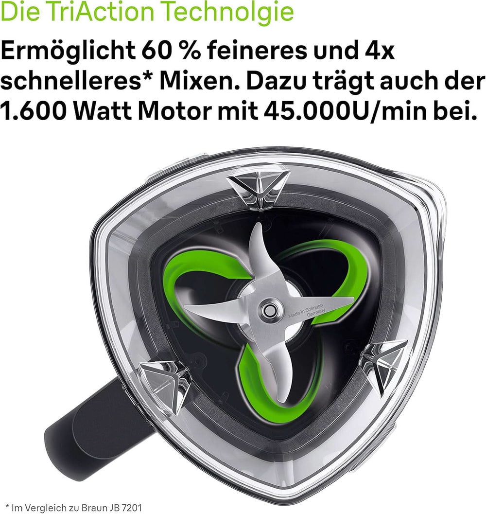 Braun Hochleistungsmixer Powerblend 9 JB9040 – Batteur sur socle avec mélangeur en verre, 18 programmes de mixage, 10 vitesses de rotation + fonction d'impulsion, fonction Heiße Suppen, programme de nettoyage, tampon, 1600 W, Schwarz Kitchen Naty Shop