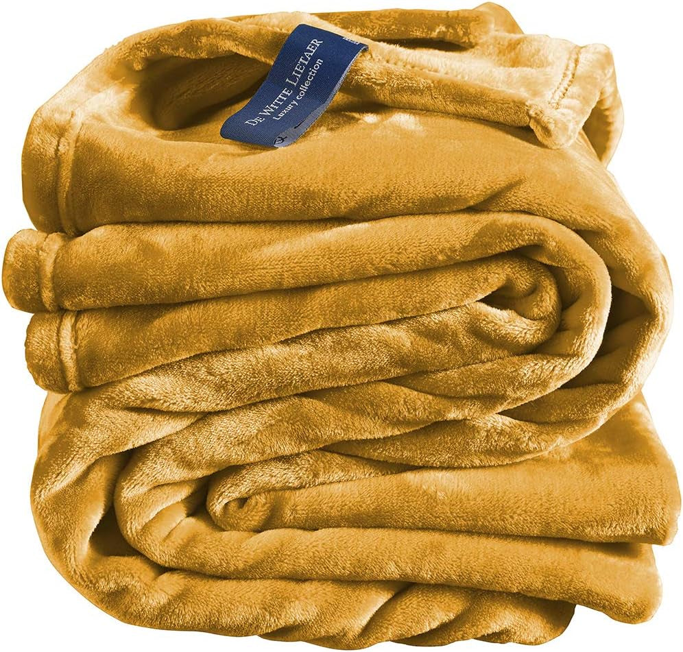 Couverture confortable, polyester, bleu, 150X200 Cm lits et couvertures De Witte Lietaer jaune jaune doré 150X200