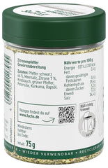 Fuchs Gewürze - Citronenpfeffer Gewürz - Gewürzzubereitung für Lachs, Zander und Kabeljau - ingrédients naturels - 75 g en dose variable, recyclable