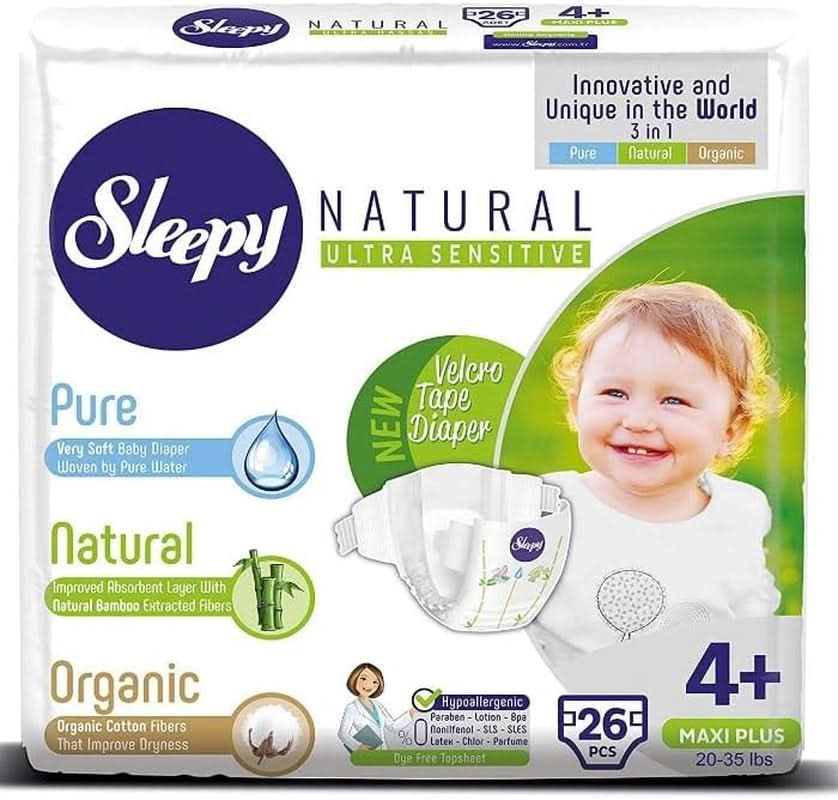 SOHO, Scutece pentru copii, fabricate din bumbac organic și extract de bambus, confort și senzatie de uscat Mama si Copilul Naty Shop 4+ (78 buc)