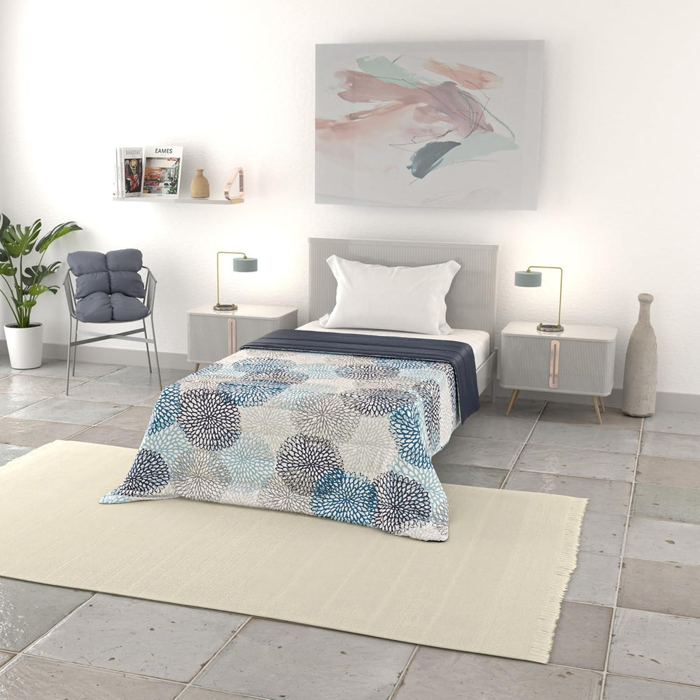 Couverture d'été basique, microfibre, rayures jeans, 200X240Cm Couettes et couettes Naty Shop Soffioni Blu 200X240Cm